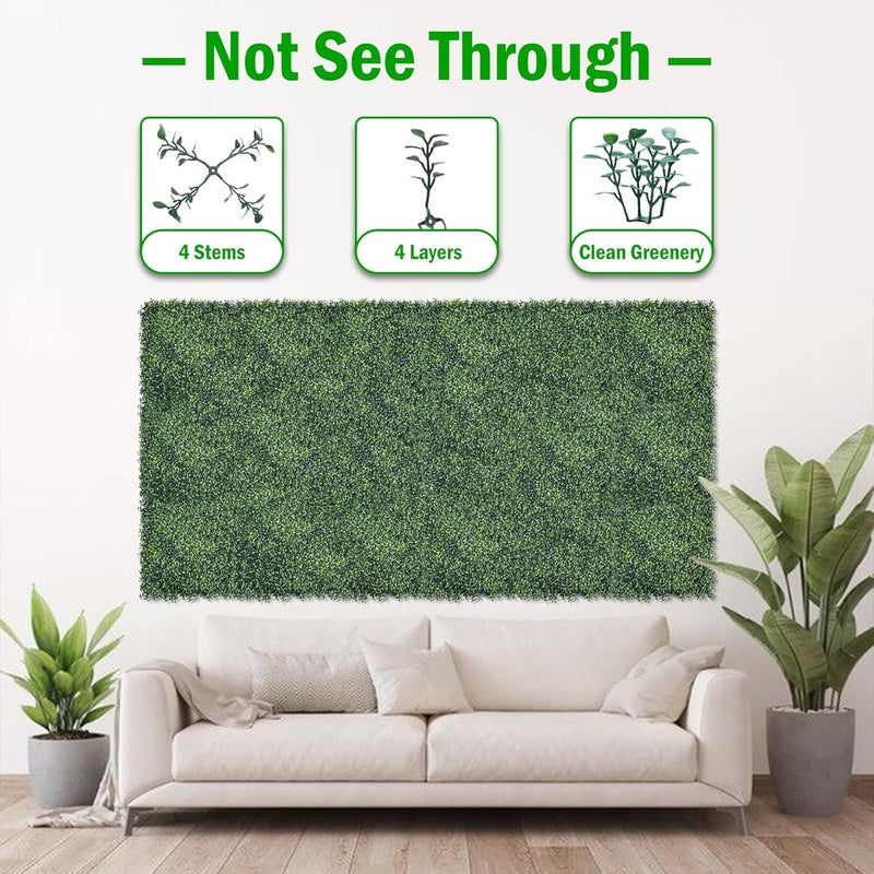 BCBLF 10x10Inch 20Pcs Grass Wall Panels, 4 Layers UV-Anti Boxwood Greenery Hedge with 50 Zip Ties, No Odor Artificial Fake Grass Backdrop Indoor Outdoor Privacy, Birthday Wedding Decor, 14 SQ FT - Image 3